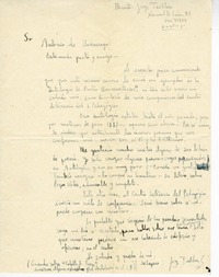 [Carta] [1956] Santiago, Chile [a] Antonio de Undurraga  [manuscrito] Jorge Teillier.