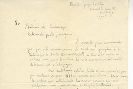 [Carta] [1956] Santiago, Chile [a] Antonio de Undurraga  [manuscrito] Jorge Teillier.