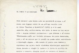 El poeta y la sociedad  [manuscrito] Jorge Teillier.