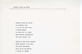 Muchas veces de noche  [manuscrito] Jorge Teillier y Jules Supervielle.