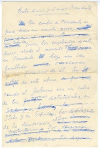 Este diario y el nuevo presidente  [manuscrito] Joaquín Edwards Bello.