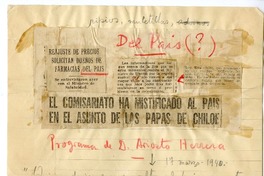 Del País  [manuscrito] Joaquín Edwards Bello.