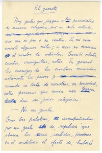 El garrote  [manuscrito] Joaquín Edwards Bello.