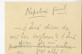 [Napoleón]  [manuscrito] Joaquín Edwards Bello.