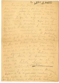 La política y las mujeres  [manuscrito] Joaquín Edwards Bello.