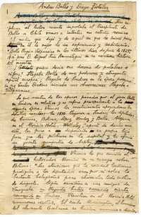 Andres Bello y Diego Portales  [manuscrito] Joaquín Edwards Bello.