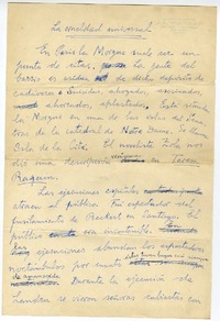 La crueldad universal  [manuscrito] Joaquín Edwards Bello.