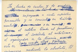 [La lucha de castas y de credos]  [manuscrito] Joaquín Edwards Bello.