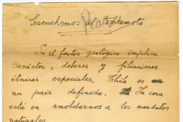 Escuchemos el terremoto  [manuscrito] Joaquín Edwards Bello.