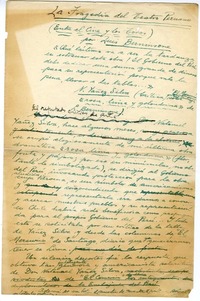 La tragedia del teatro peruano  [manuscrito] Luis Berninsone.