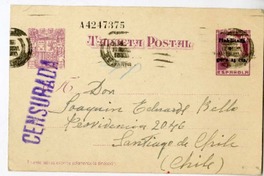 [Postal] 1937 octubre 12, Madrid, España [a] Joaquín Edwards Bello  [manuscrito] Carmen Edwards Bello.