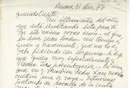 [Carta] 1977 diciembre 31, Linares, Chile [a] Oreste Plath  [manuscrito] Emma Jauch.