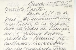 [Carta] 1990 junio 1, Linares, Chile [a] Oreste Plath  [manuscrito] Emma Jauch.