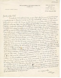 [Carta] 1943 enero 29, Chapel Hill, N.C. [E.E.U.U.] [a] Oreste Plath  [manuscrito] Ralph Steele Boggs.