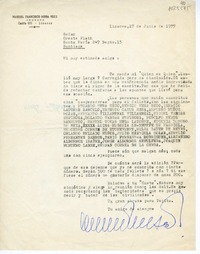 [Carta] 1977 junio 17, Linares, Chile [a] Oreste Plath  [manuscrito] Manuel Francisco Mesa Seco.