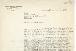 [Carta] 1977 junio 17, Linares, Chile [a] Oreste Plath  [manuscrito] Manuel Francisco Mesa Seco.
