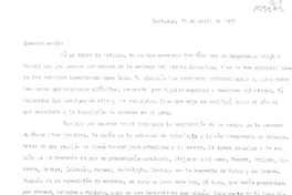 [Carta] 1982 abril 15, Santiago, Chile [a] Oreste Plath  [manuscrito] Roque Esteban Scarpa.