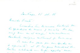 [Carta] 1986 febrero 17, Santiago, Chile [a] Oreste Plath  [manuscrito] Humberto Díaz Casanueva.