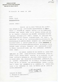 [Carta] 1992 enero 23, El Cairo, Egipto [a] Oreste Plath, Santiago, Chile  [manuscrito] Matías Rafide B.