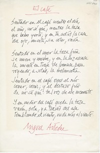 El café  [manuscrito] Miguel Arteche.