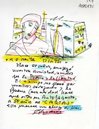 [Tarjeta] 1979 octubre, Antofagasta, [Chile] [a] Oreste Plath  [manuscrito] Andrés Sabella.