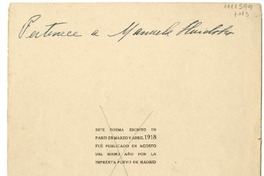 Pertenece a Manuela Huidobro  [manuscrito] Vicente Huidobro.