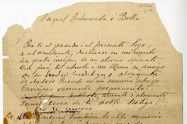 Raquel Balmaceda i Bello  [manuscrito] Eusebio Lillo