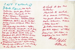 [Carta] 1968 septiembre 4, Punta del Este, Uruguay [a] Hans Ehrmann  [manuscrito] Pablo Neruda.