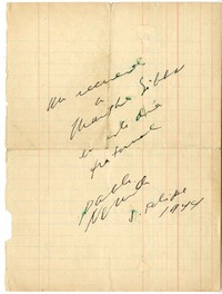 [Dedicatoria] 1944, San Felipe, Chile [a] Martha Silva  [manuscrito] Pablo Neruda.