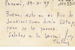 [Tarjeta] [1979] octubre 19 [a] [un amigo]  [manuscrito] Jorge Teillier.