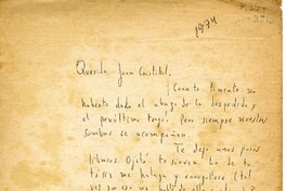 [Carta] 1974, [Santiago, Chile] [a] Juan Cristobal  [manuscrito] Jorge Teillier