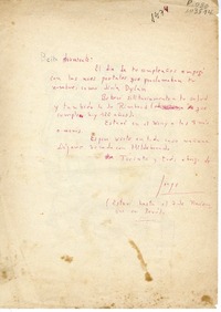 [Carta] 1974, [Perú] [al] Bello durmiente  [manuscrito] Jorge Teillier
