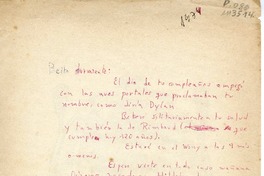 [Carta] 1974, [Perú] [al] Bello durmiente  [manuscrito] Jorge Teillier