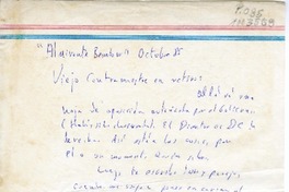 [Carta] 1985 [Santiago, Chile] [al] Viejo Contramaestre  [manuscrito] Jorge Teillier.