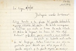 [Carta] 1984 noviembre 5, Ligua, Chile [a] [Juan Cristobal]  [manuscrito] Jorge Teillier.