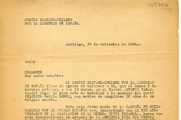 [Carta] 1966 septiembre 24, Santiago, Chile [a] [muy señor nuestro]  [manuscrito] Comite hispano-chileno por la libertad de España