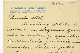 [Carta] [1950], Buenos Aires, Argentina [a] Will  [manuscrito] Manana.