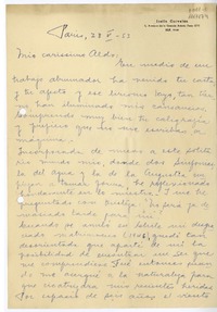 [Carta] 1953 mayo 28, Paris, Francia [a] Aldo [Italia]  [manuscrito] Stella Corvalán.