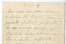 Final I  [manuscrito] Joaquín Edwards Bello.