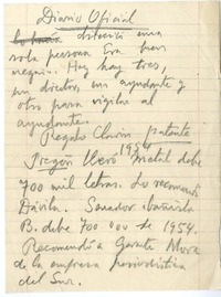 Diario Oficial  [manuscrito] Joaquín Edwards Bello.