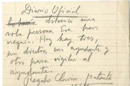 Diario Oficial  [manuscrito] Joaquín Edwards Bello.