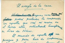 El arreglo de la casa  [manuscrito] Joaquín Edwards Bello.