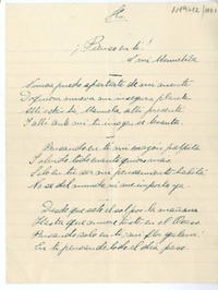 Pienso en ti  [manuscrito] Vicente Huidobro.
