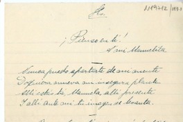 Pienso en ti  [manuscrito] Vicente Huidobro.