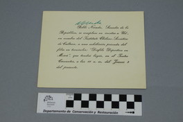 [Invitación] [entre 1947 y 1948] Santiago, Chile [a] Roque Esteban Scarpa  [manuscrito] Pablo Neruda.