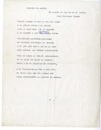 Lección de muerte  [manuscrito] Juan Guzmán Cruchaga.