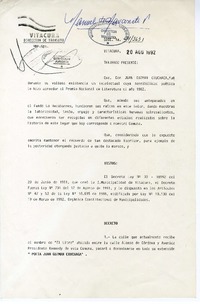 [Decreto] 1992 agosto 20, Santiago, Chile [a] Raquel Tapia Caballero  [manuscrito] Hernán Dussaubat Villanueva.