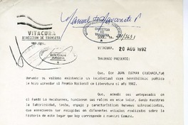 [Decreto] 1992 agosto 20, Santiago, Chile [a] Raquel Tapia Caballero  [manuscrito] Hernán Dussaubat Villanueva.