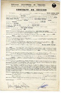 [Contrato] 1978, Santiago, Chile [a] Juan Guzmán Cruchaga  [manuscrito] Ediciones Universitarias de Valparaíso.