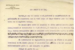 Una noche y un día  [manuscrito] Juan Guzmán Cruchaga.